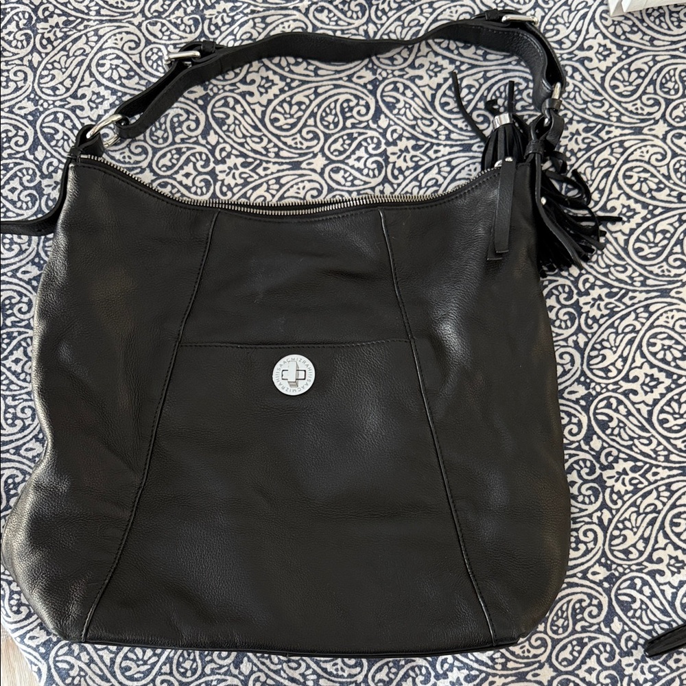 Isaac Mizrahi Black Leather Shoulder Bag